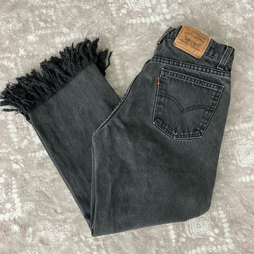Levi's Orange Tab Black Fringe Hem Jeans